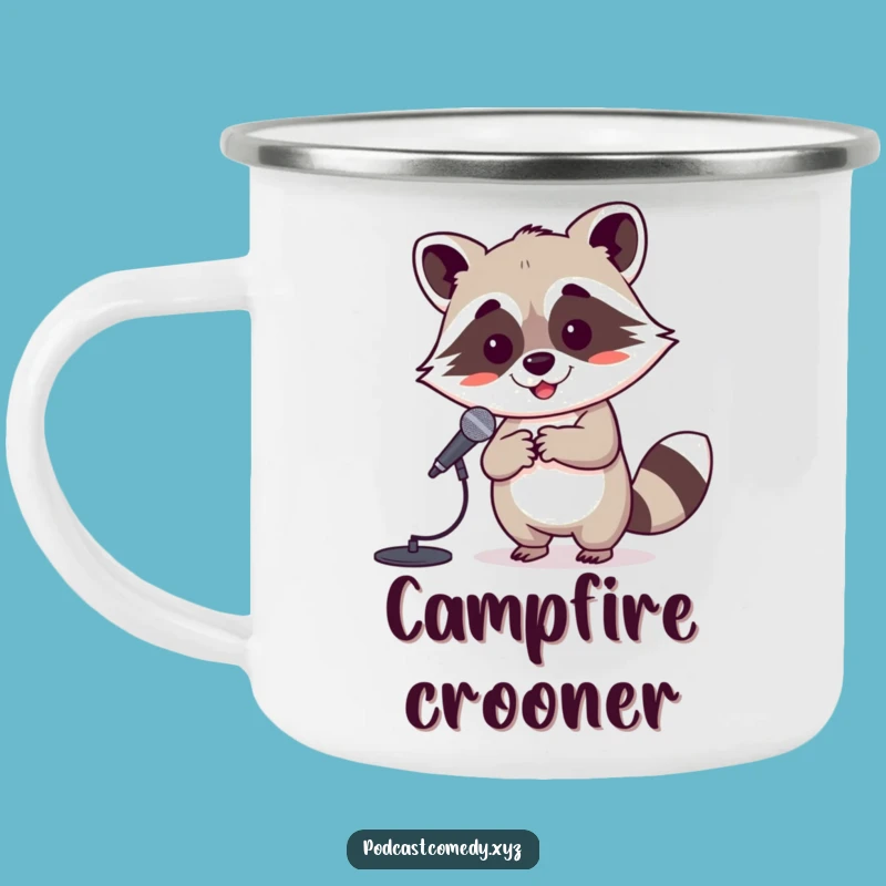 Funny Kawaii Raccoon Camping Mug: Your Melodious Adventure Companion