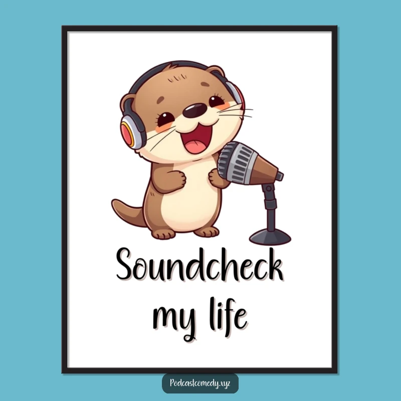 Funny Kawaii Otter Poster: Vibrant Music Art to Brighten Your Space