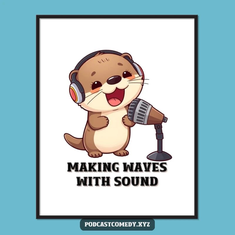 Free Printable Wall Art: Kawaii Otter Mic Drop, Music Lover Decor