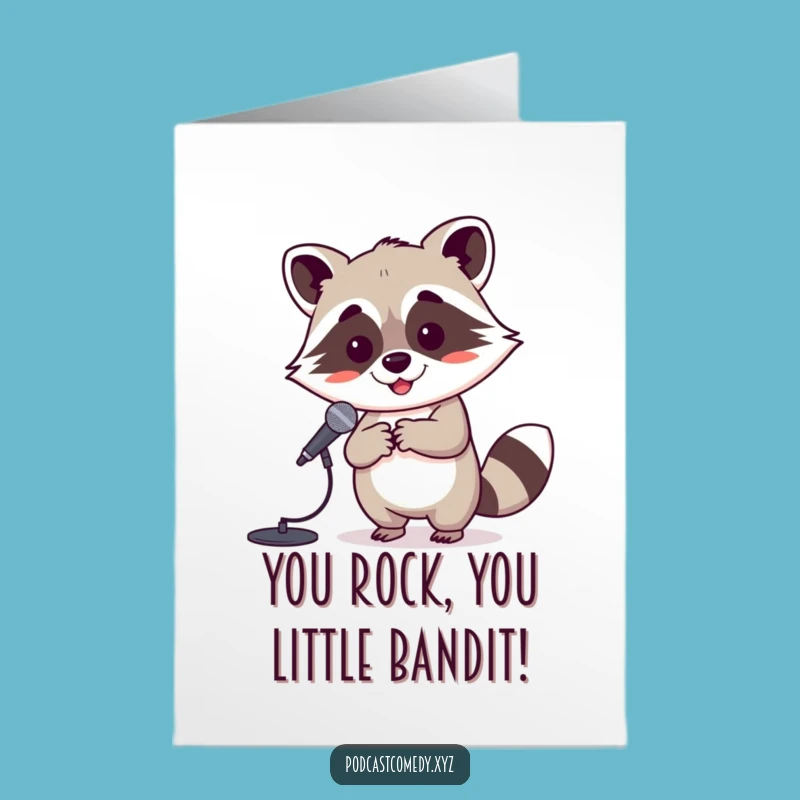 Free Printable Congrats Card: Raccoon Sings Your Victories